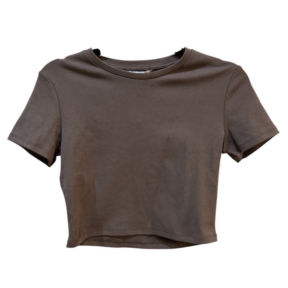 Urban Revivo Brown Cropped Baby Tee Size 8 Cotton